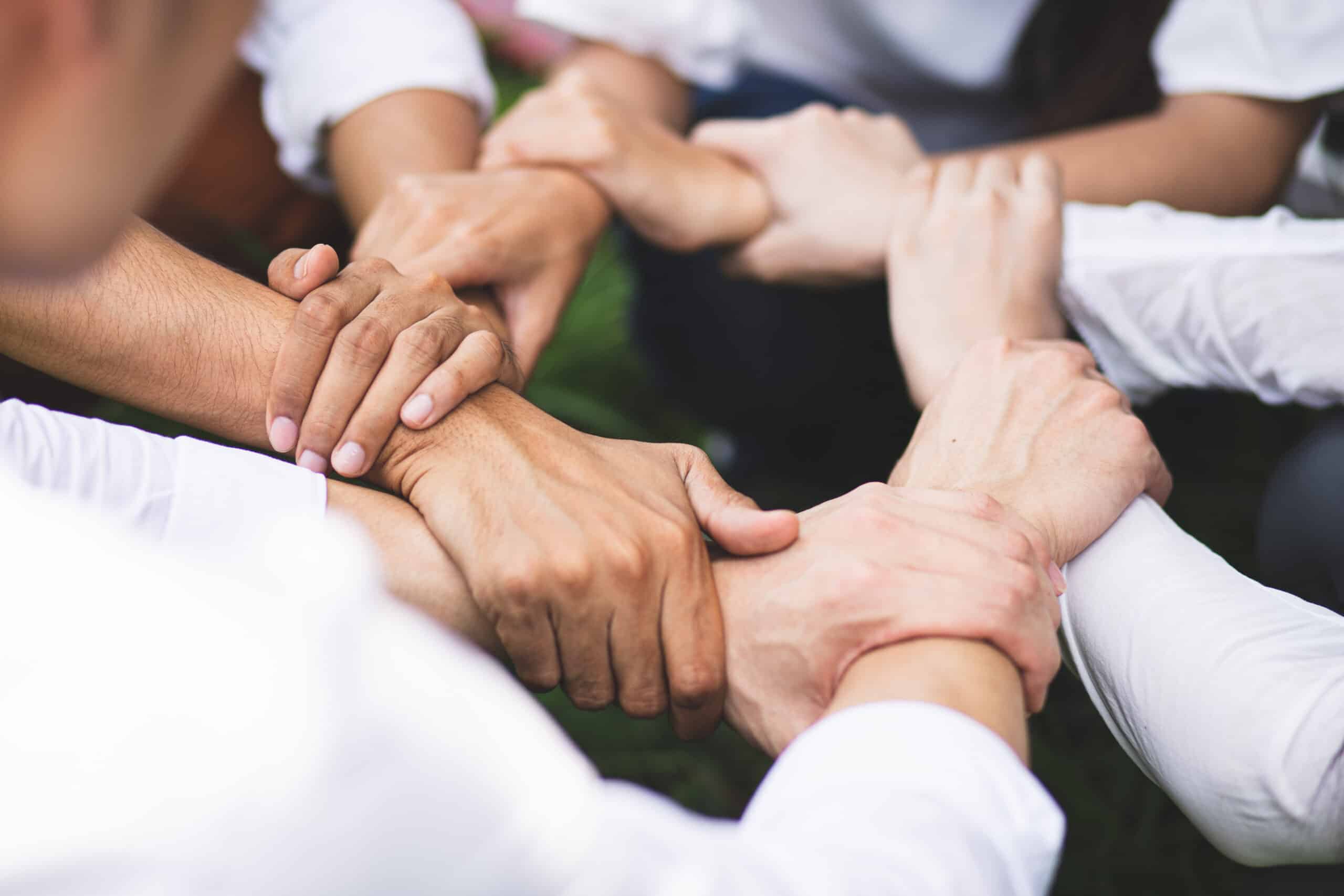 Group people hands were collaboration to trust in business succe